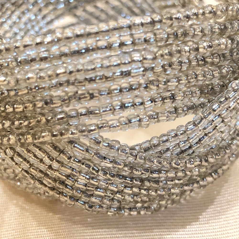 Silver Seed Bead Cuff Bracelet - Picture 12 of 13